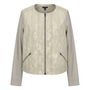 EILEEN FISHER  Mix Media Jacquard Jacket in Ivory & Dove Gray  NWOT  Size LARGE